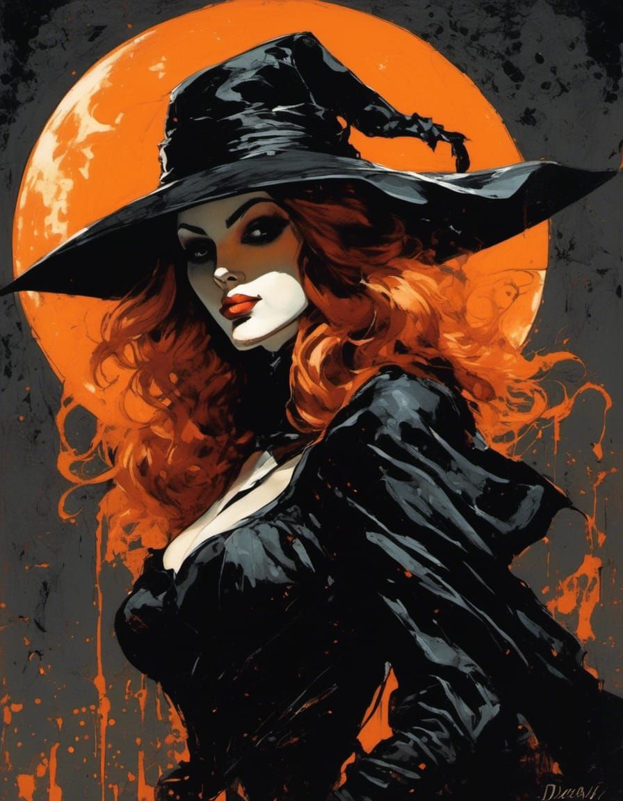 Vamp Witch with Cruel Smile in Graffiti Style