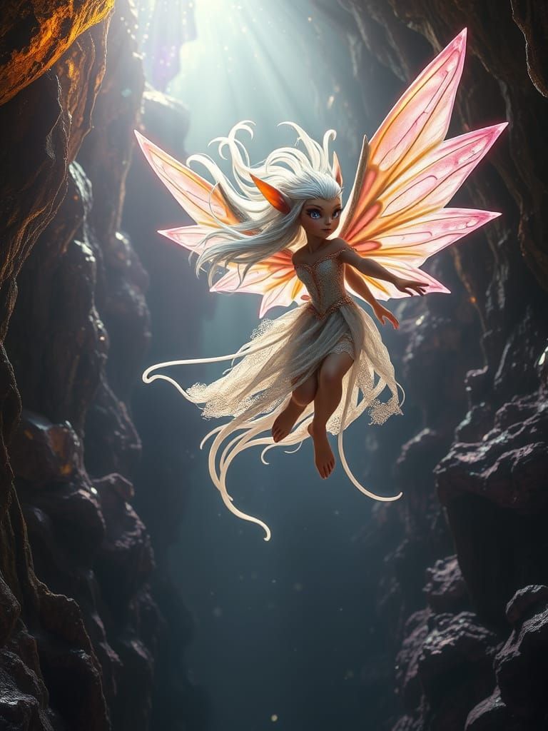 Gelfling-Fraggle Hybrid Soaring in Crystalline Cave