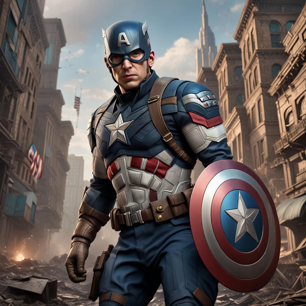 Detailed Matte Painting of Captain America