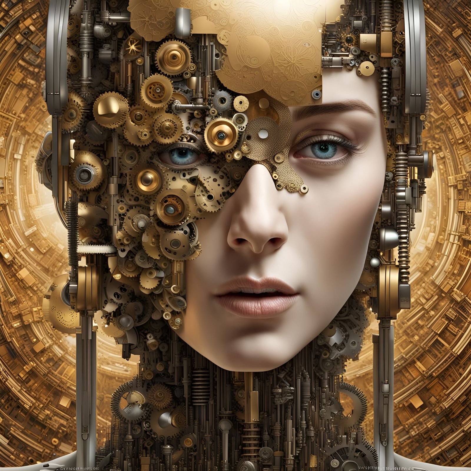 Futuristic Clockwork Woman Digital Art