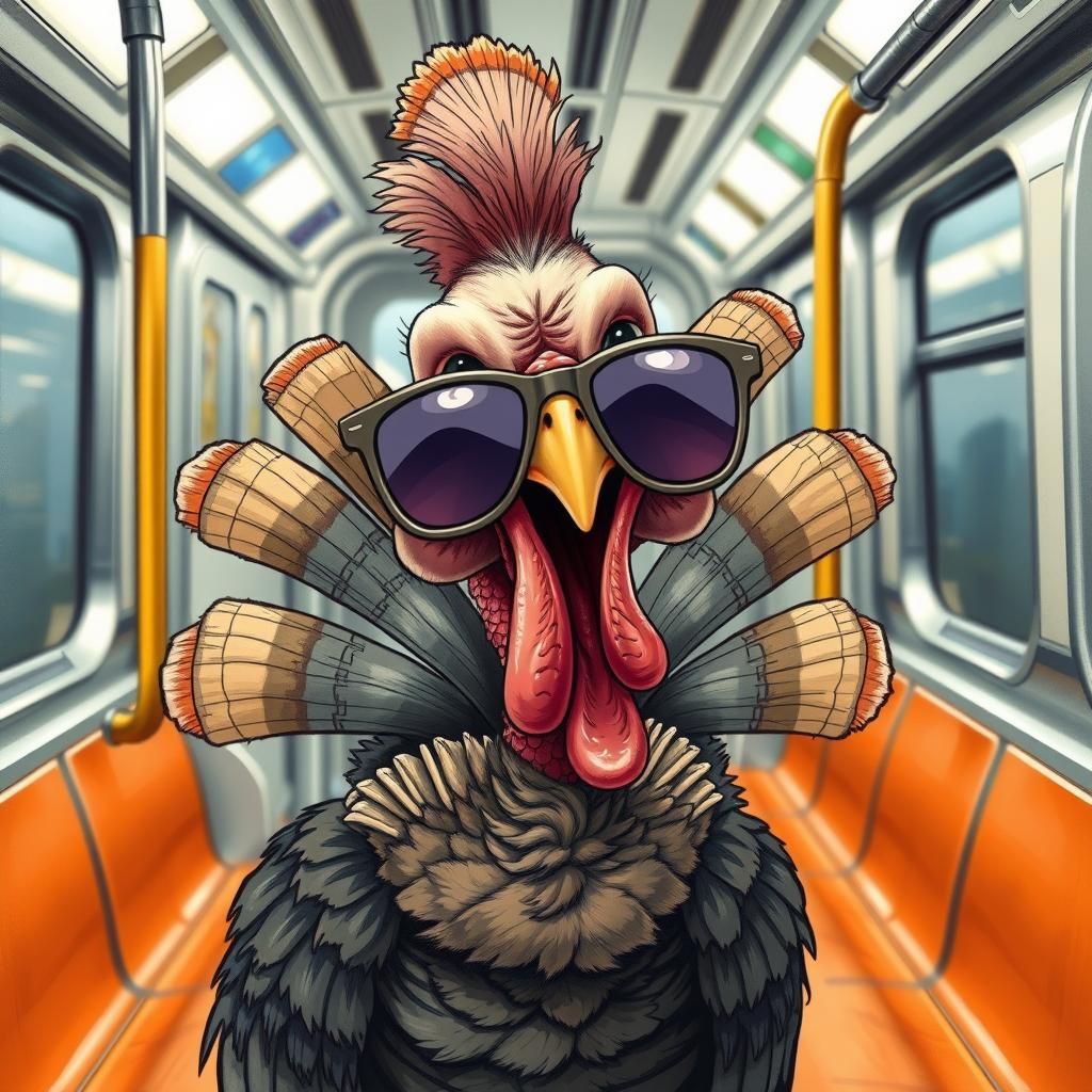 Humorous Turkey Caricature in New York Subway