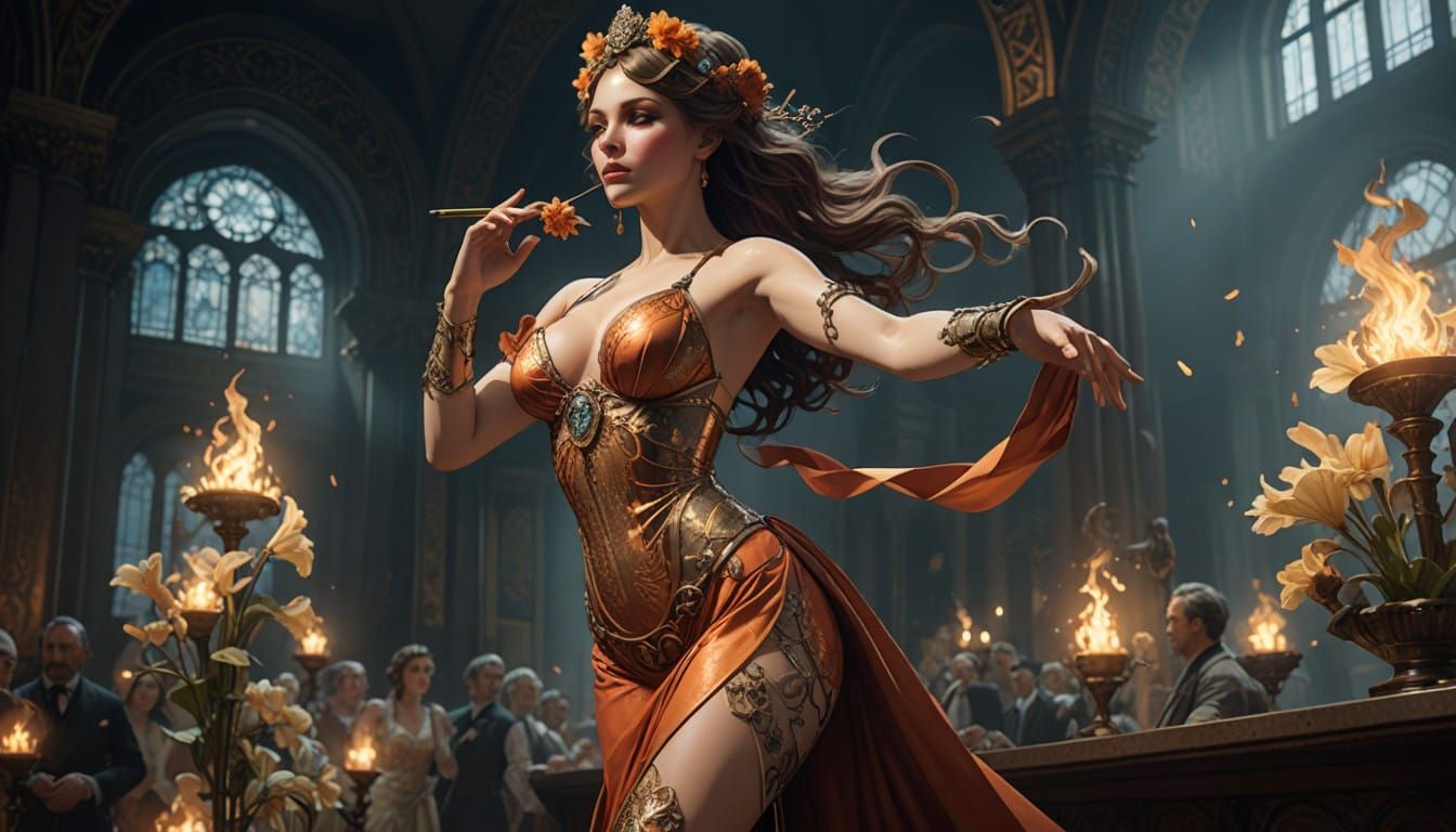 Fiery Burlesque Dancer in Motion