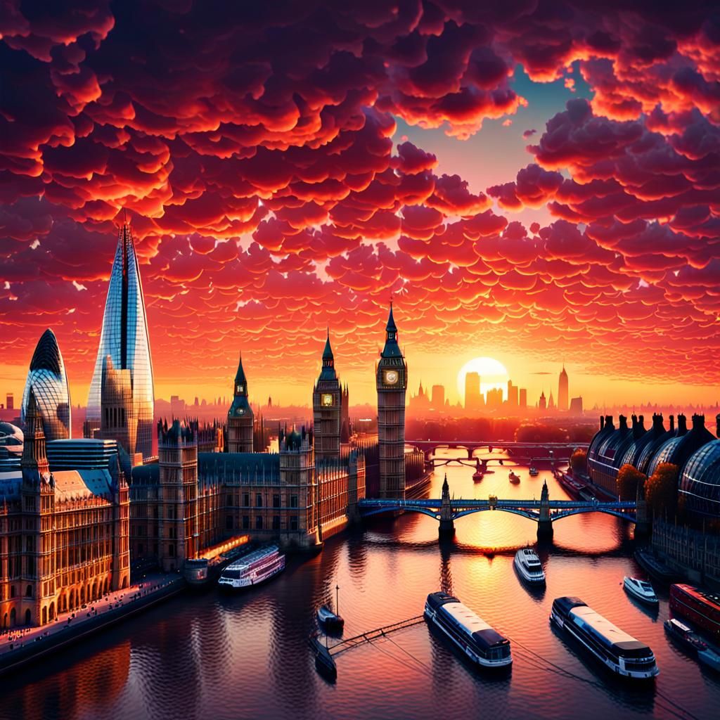 London Sunset: A Digital Cityscape Artwork