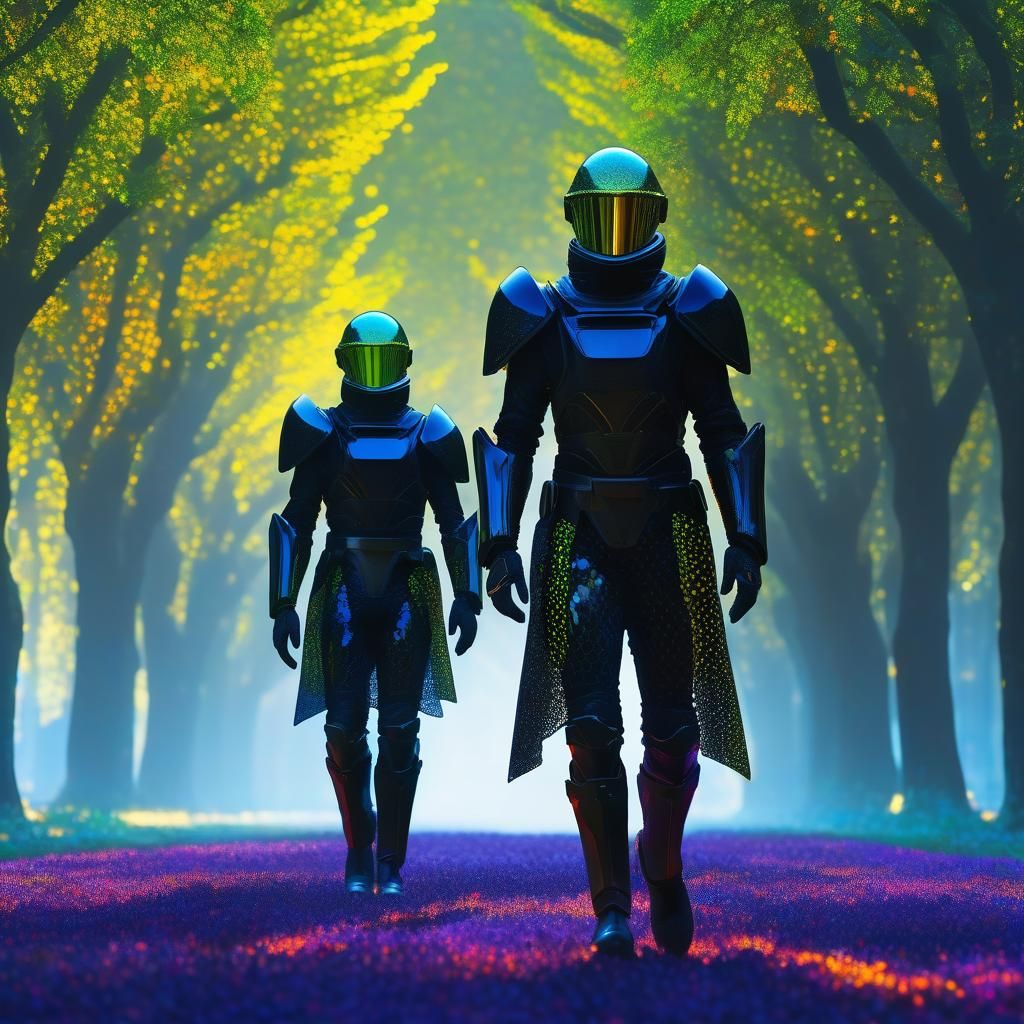 Ethereal Space Elf in Graphene Armor: Kinetic Pointillism