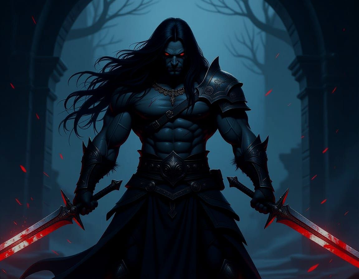 Drow Elf Warrior in Dynamic Lighting, Concept Art