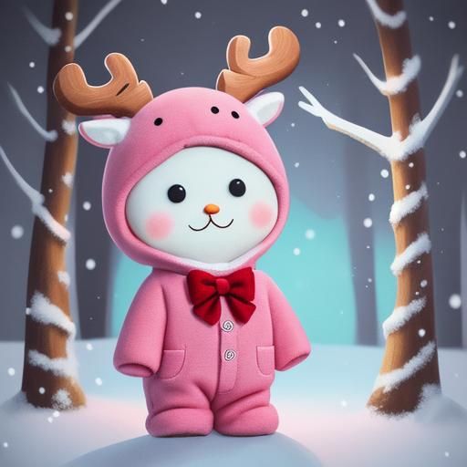 Cutepunk Baby Rudolph in Snowy Forest