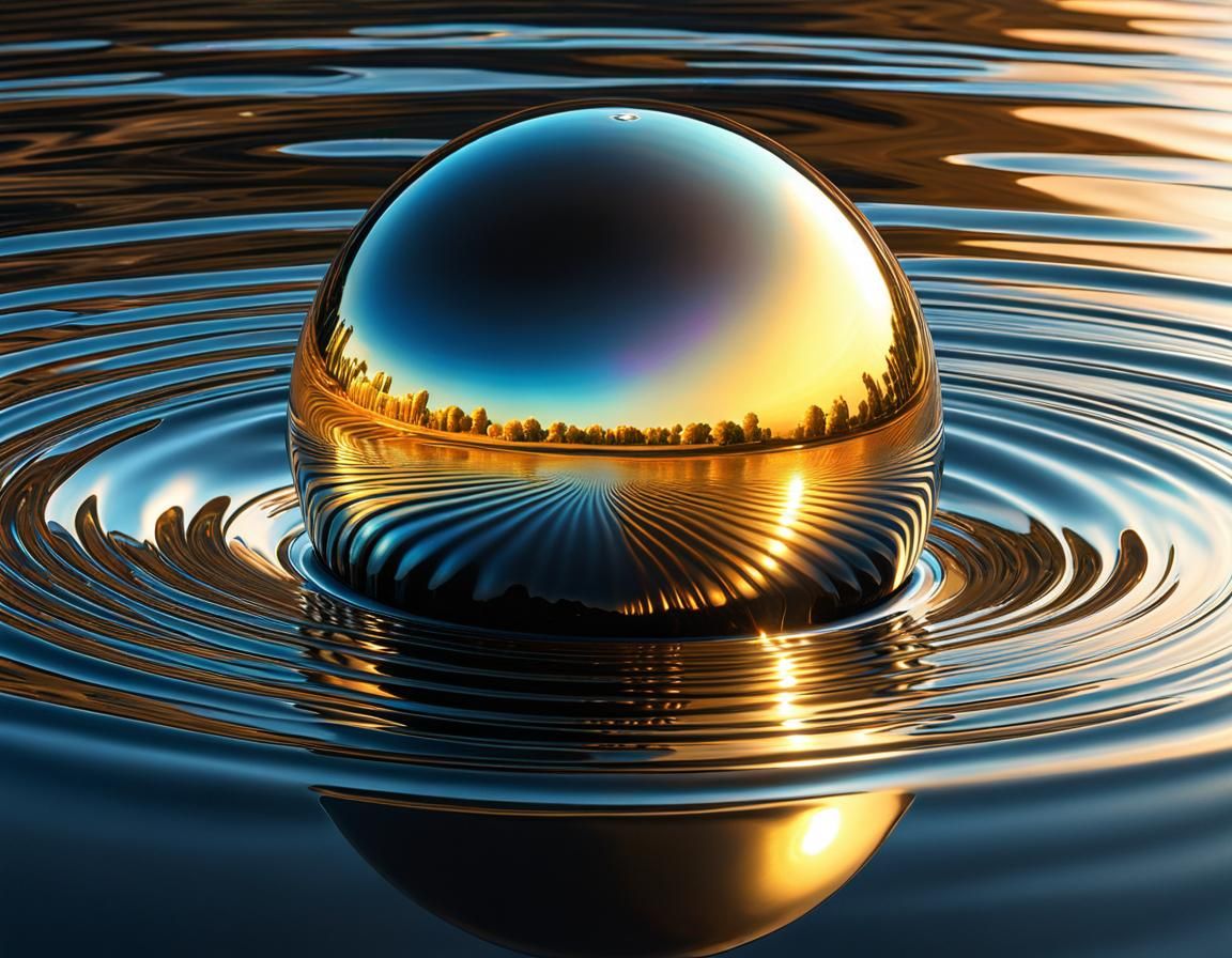 Liquid Metal Orb in Liminal Space: Hyperrealistic 3D Art