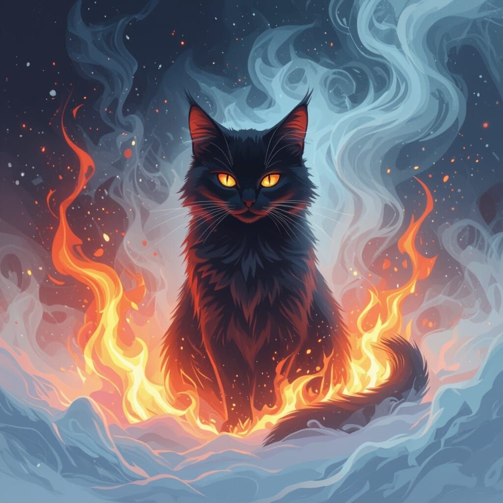 Mystical Cat of Fire and Ice