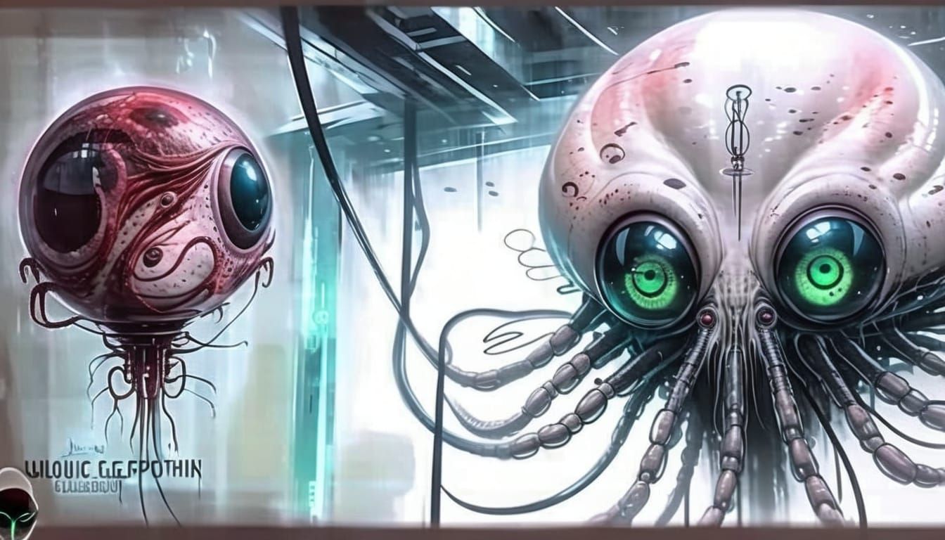 Sci-Fi Lab with Alien Specimen, Biomechanical & Realistic St...