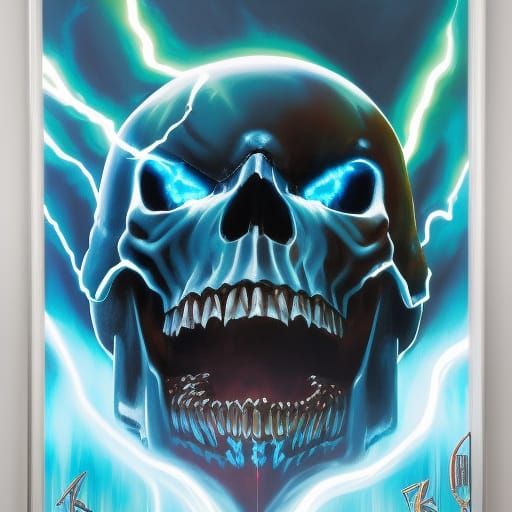 Glass Skull with Lightning Bolt in Grimdark Style