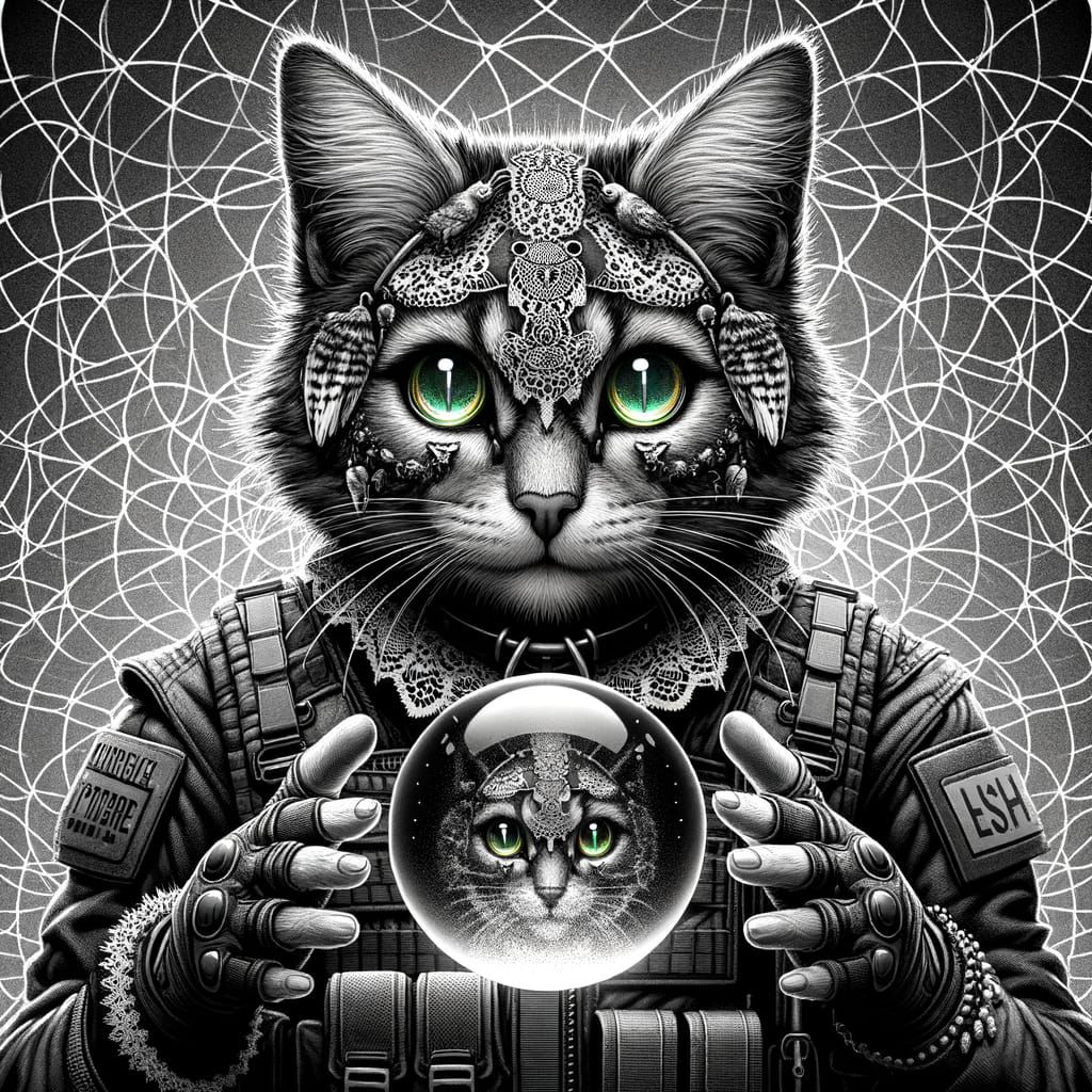 Mysterious Cat in Tactical Gear Conjures Optical Illusions