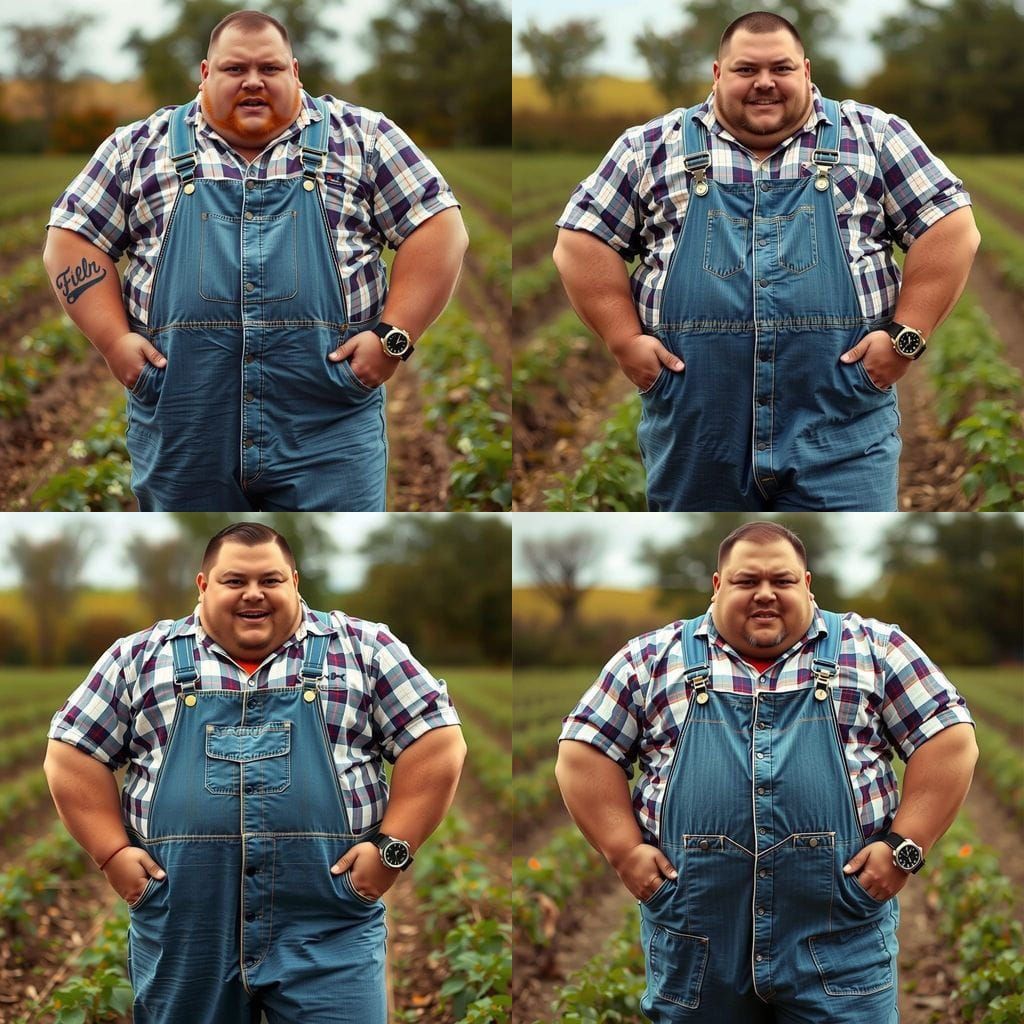 Chubby Buff Farmer with Watches on Both Wrists