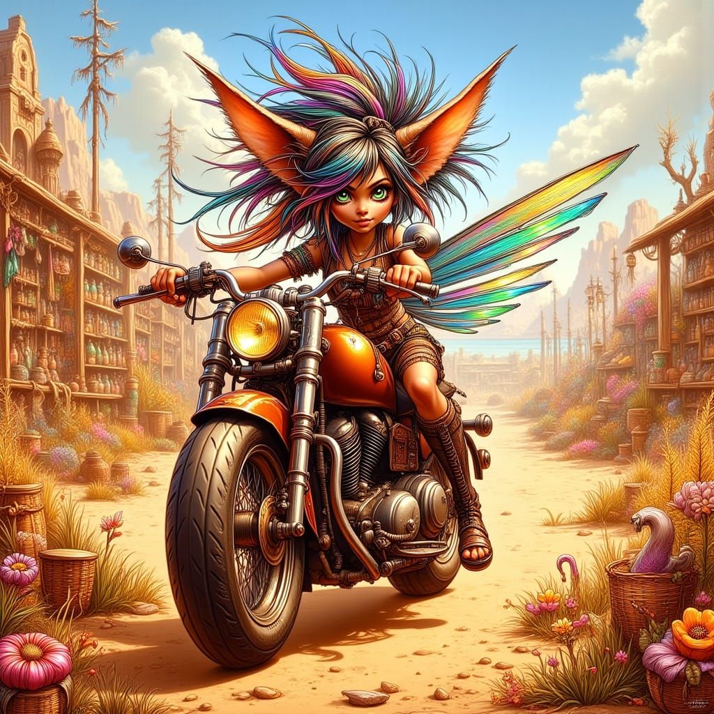 Pixie Motorcycle Gang Rides Through Desert