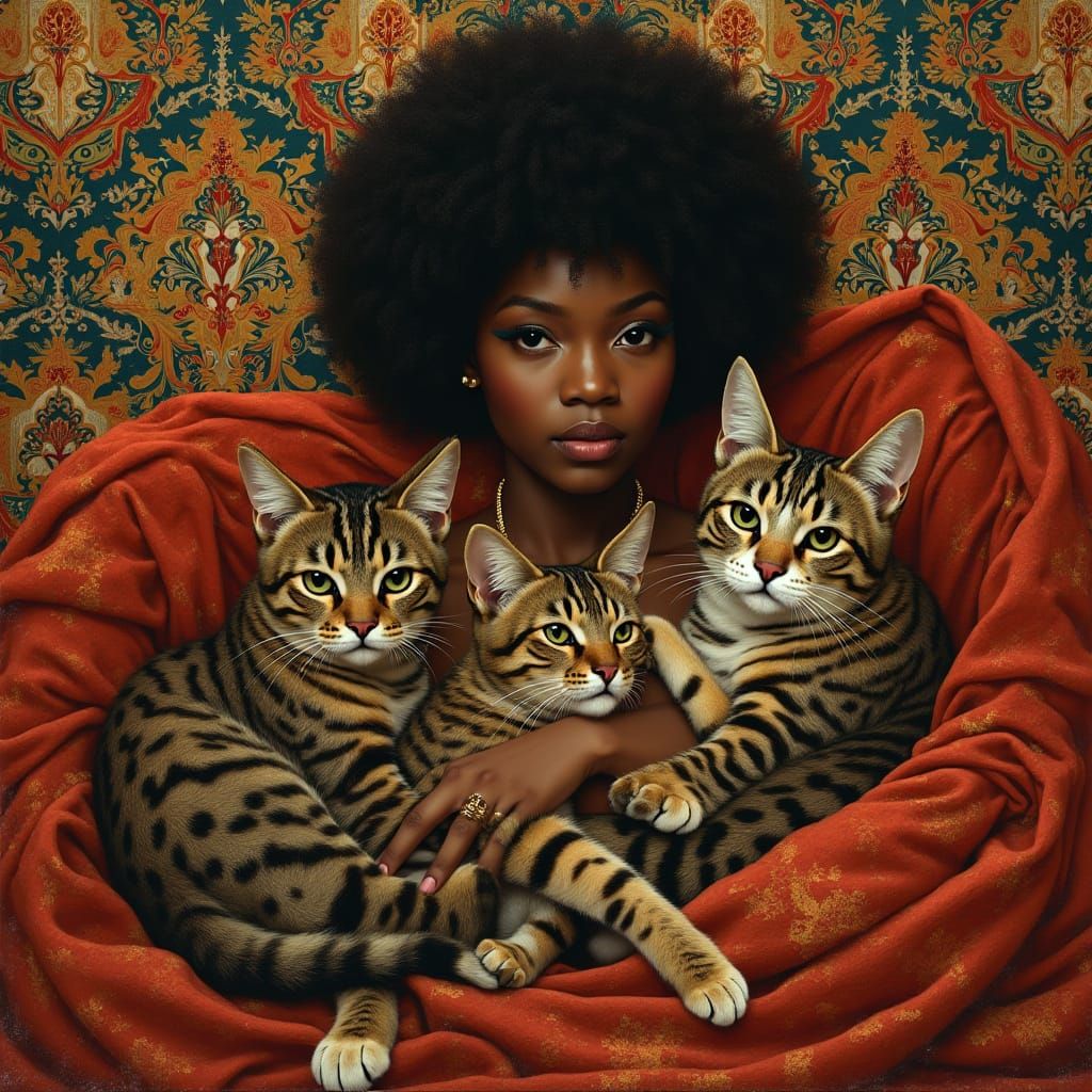 African American Noblewoman Amidst Opulent Byzantine Velvet