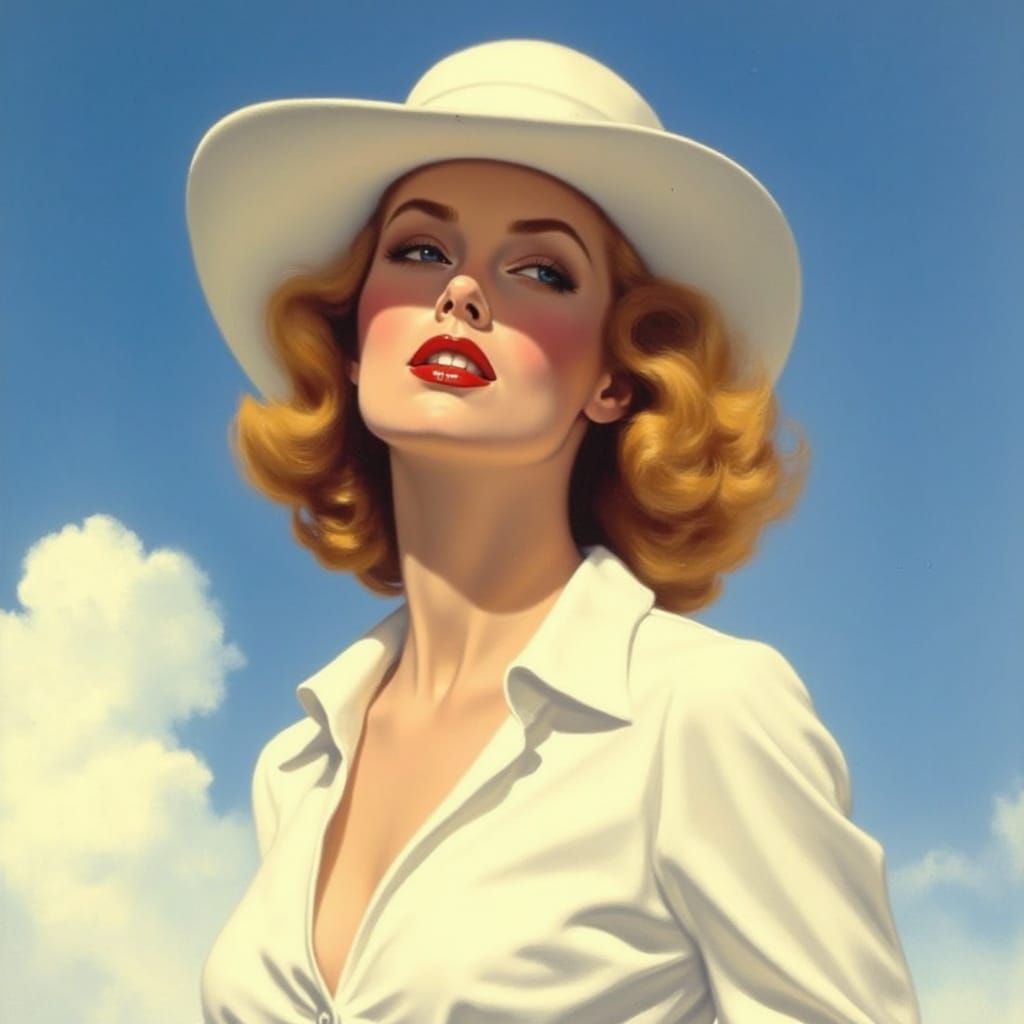 Vintage Hollywood Glamour in Oil Painting