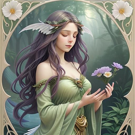 Fantasy Siren in Art Nouveau Style