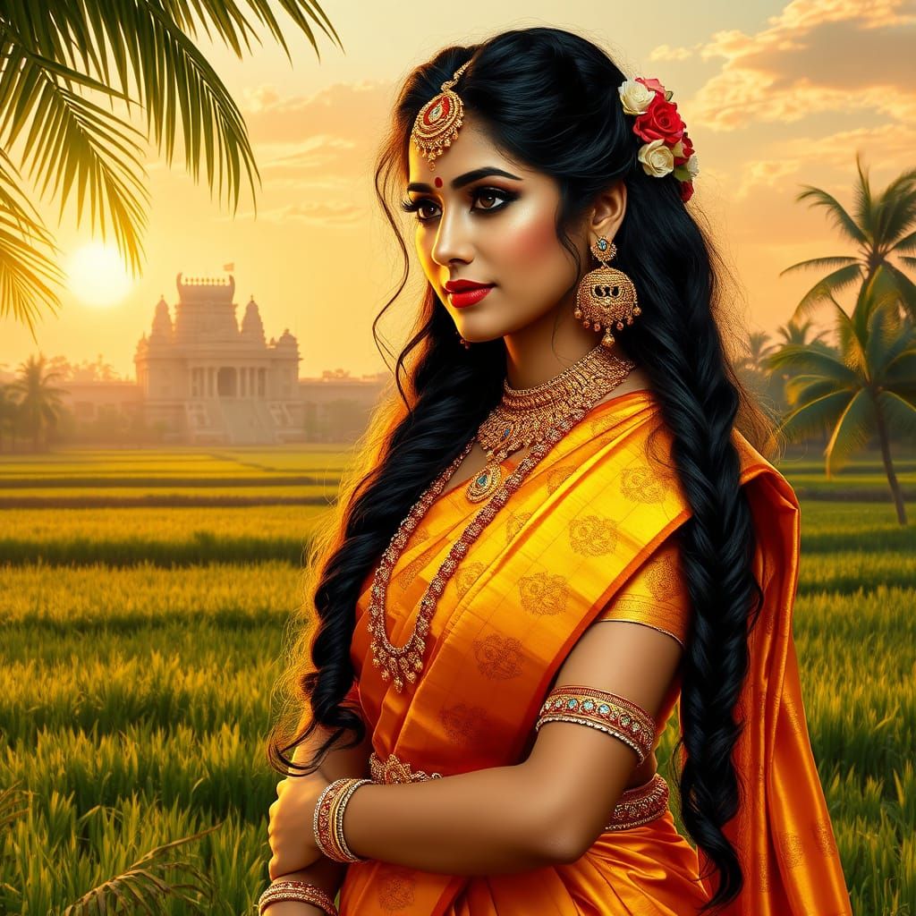 Ethereal South Indian Bride in Golden Kanjivaram Saree at Su...