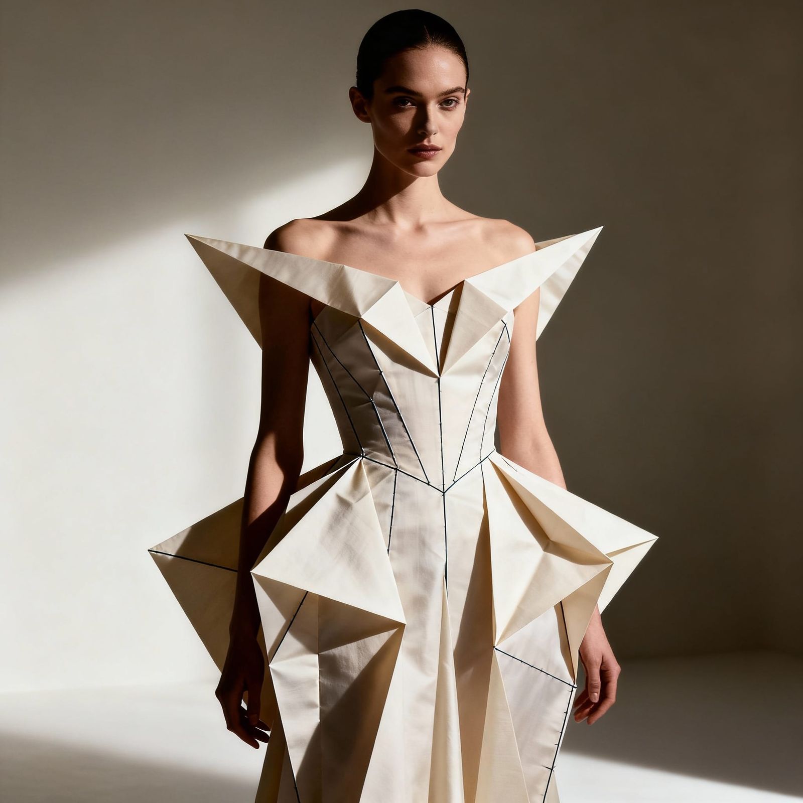 Avant-Garde Silk Dress Inspired by Origami and McQueen