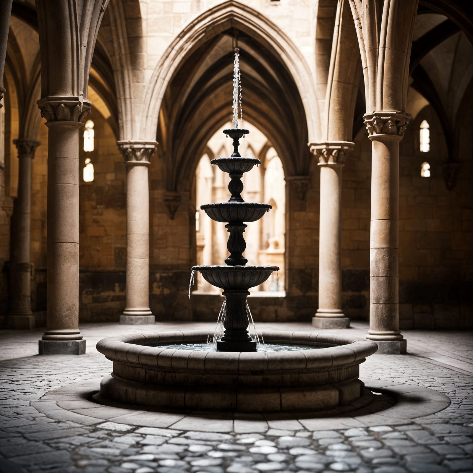 Gothic Fountain in Monastery Cloister