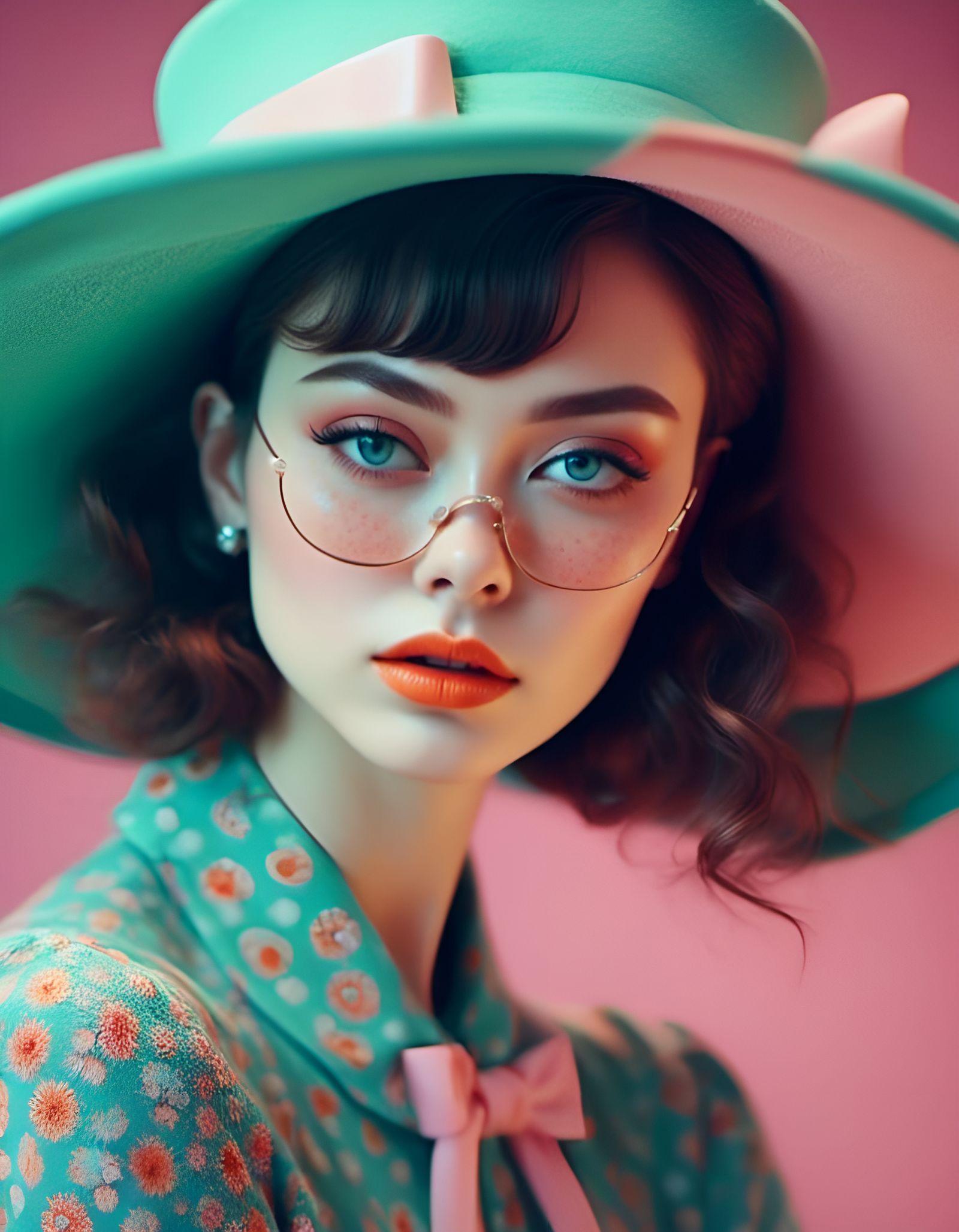 Retro Chic Fashion Portrait in Anaglyphic Style