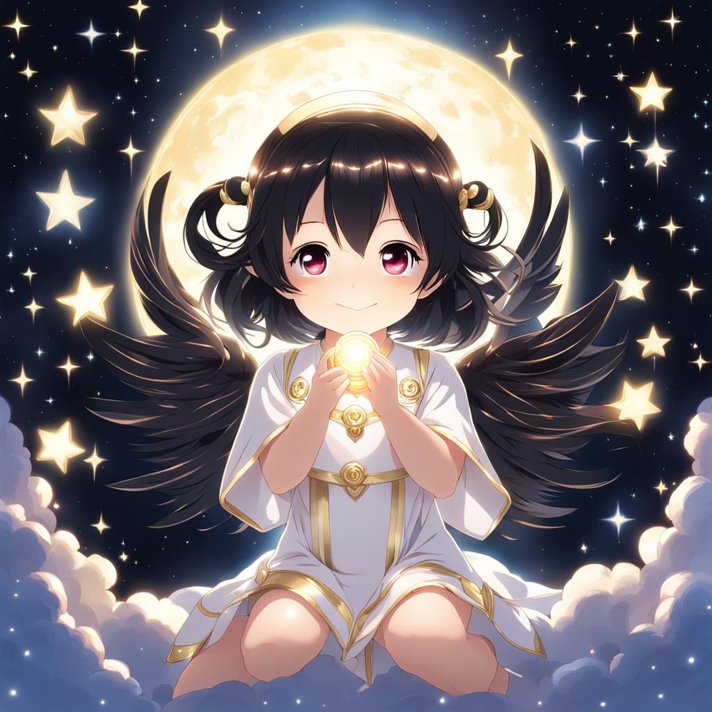 Chibi Angel Girl in Dreamcore Style