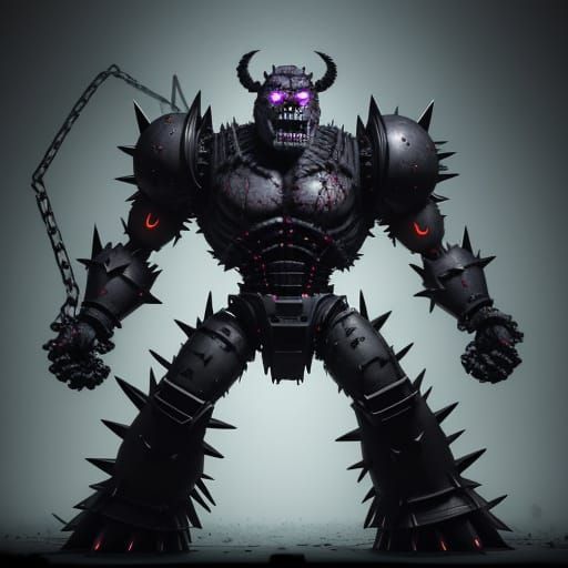 Monstrous Animatronic Hybrid in Spiked Armor