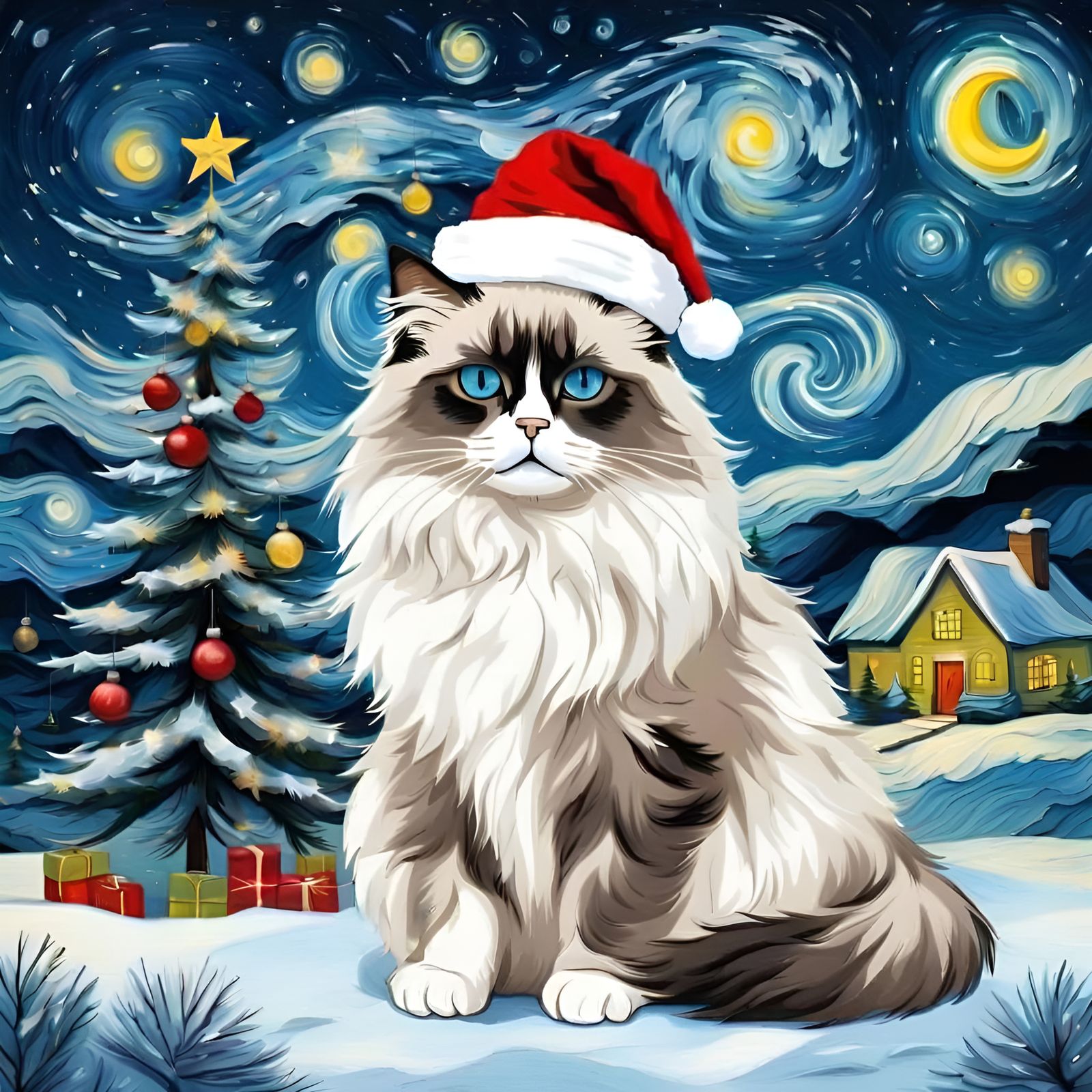 Starry Night Christmas Tree Topper as Van Gogh Painting