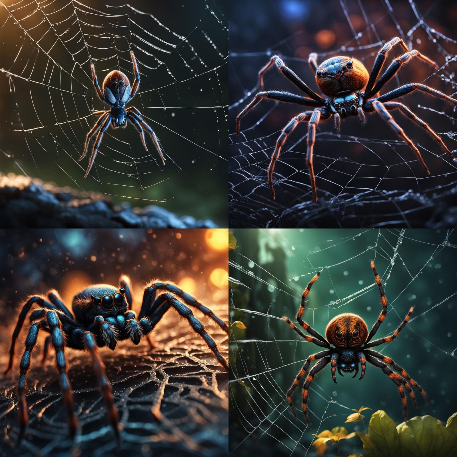 Spider Surfing the Web in Detailed Matte Painting