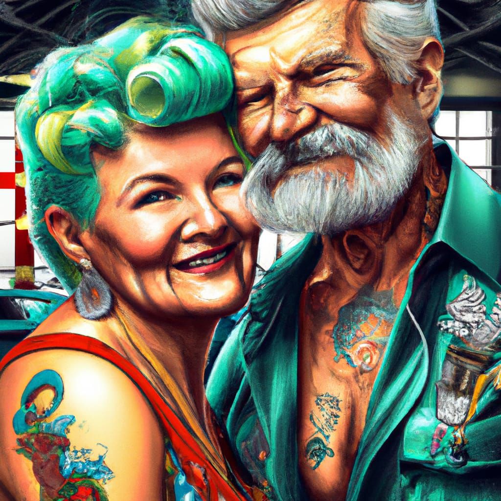 Rockabilly Couple Portrait in Hyperdetailed 8K