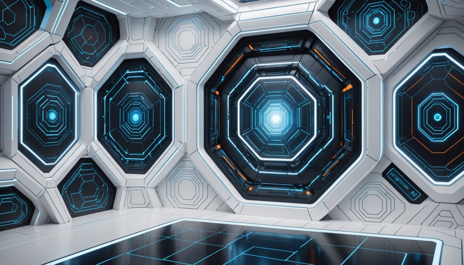 Futuristic Sci-Fi Wallpaper With Geometric Tech Patterns