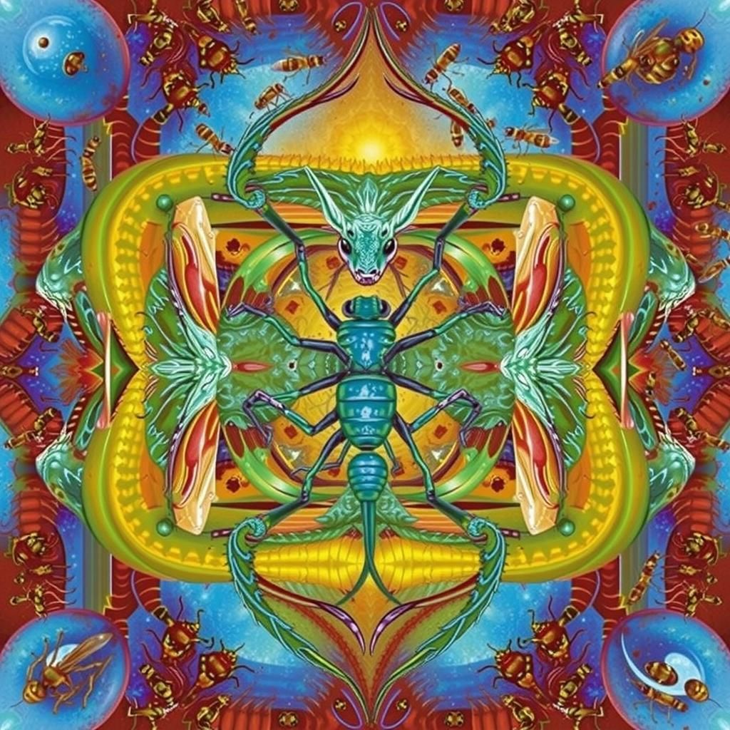 Surreal Snake-Spider Creature Rides Millipede