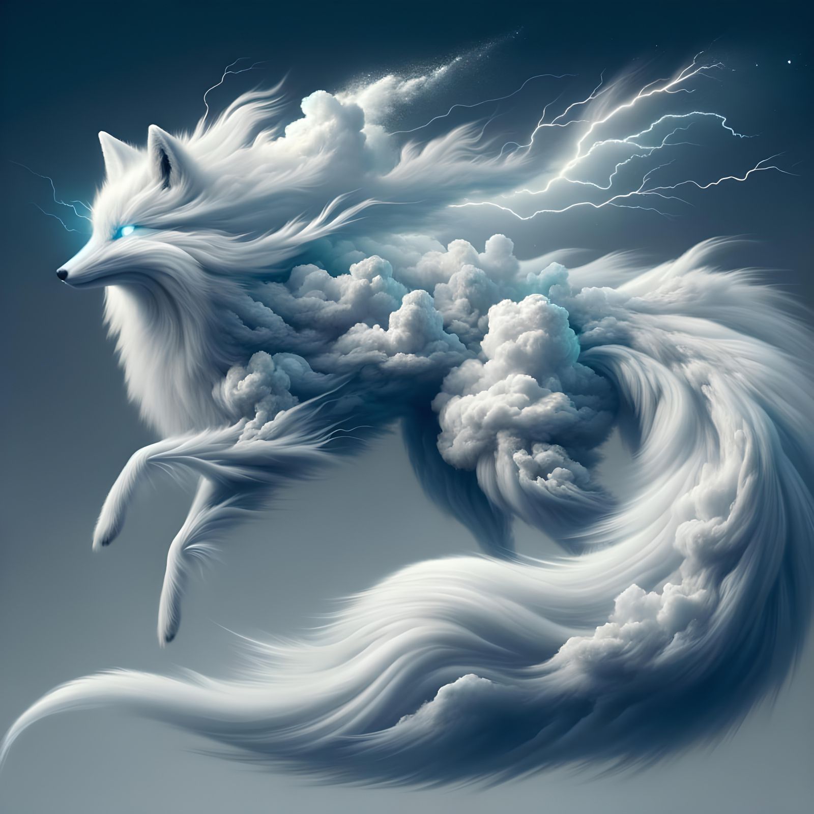 Ethereal Airfox Made of Wind and Clouds