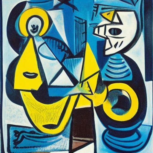 Cubist Portrait of a Brother in 1970s Style