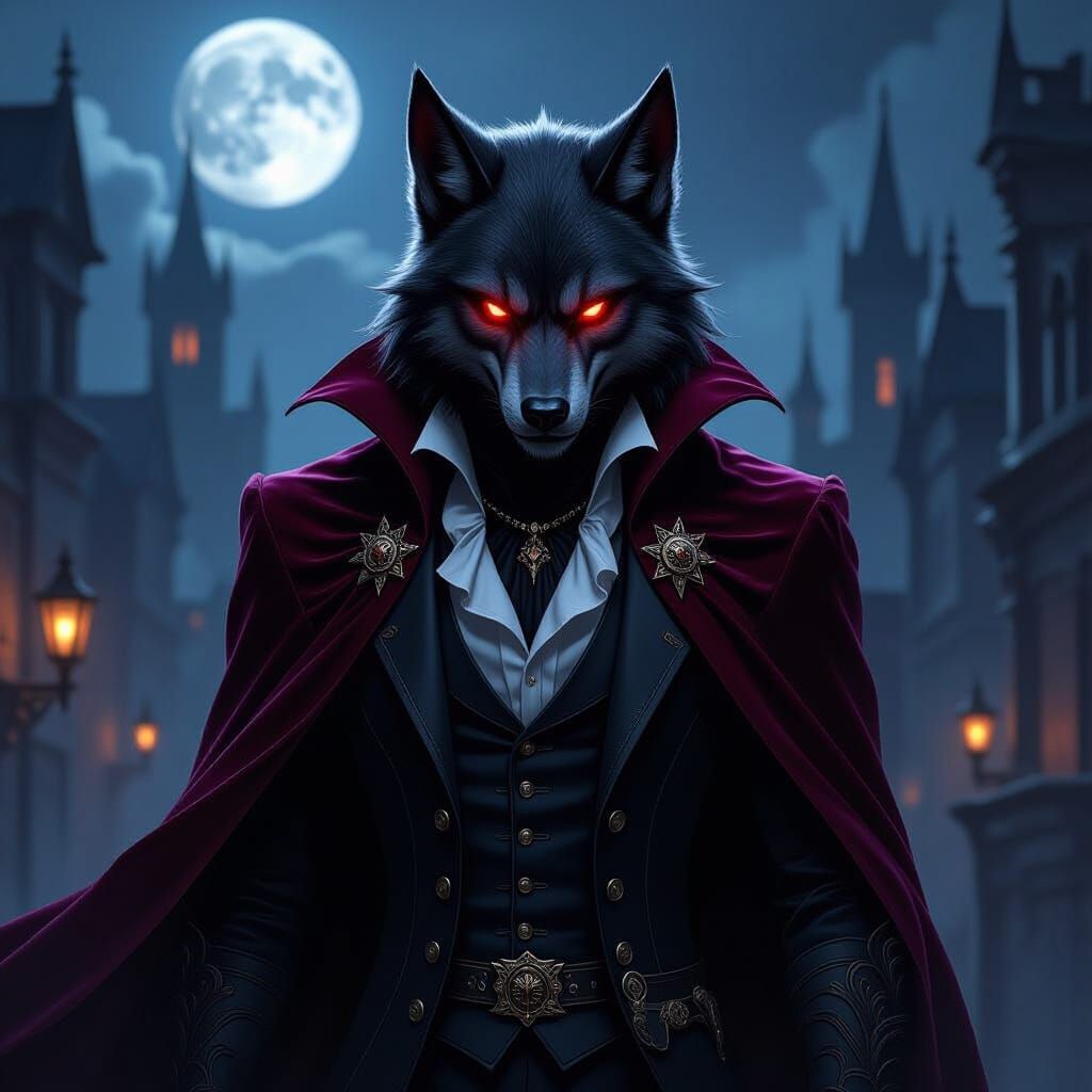 Lycanthrope Vampire Hybrid in Dark Fantasy Style