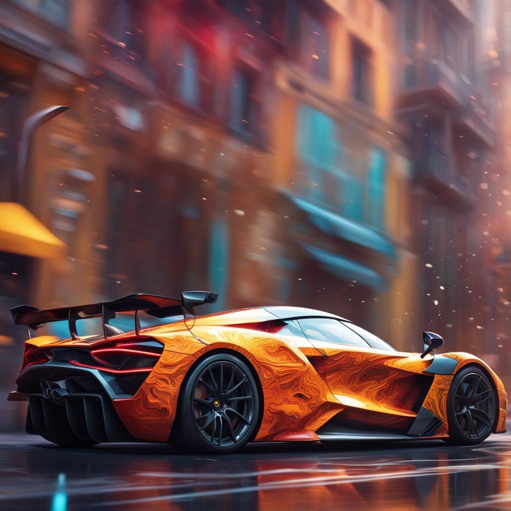 Hyperrealistic Hypercar in Splash Art Style