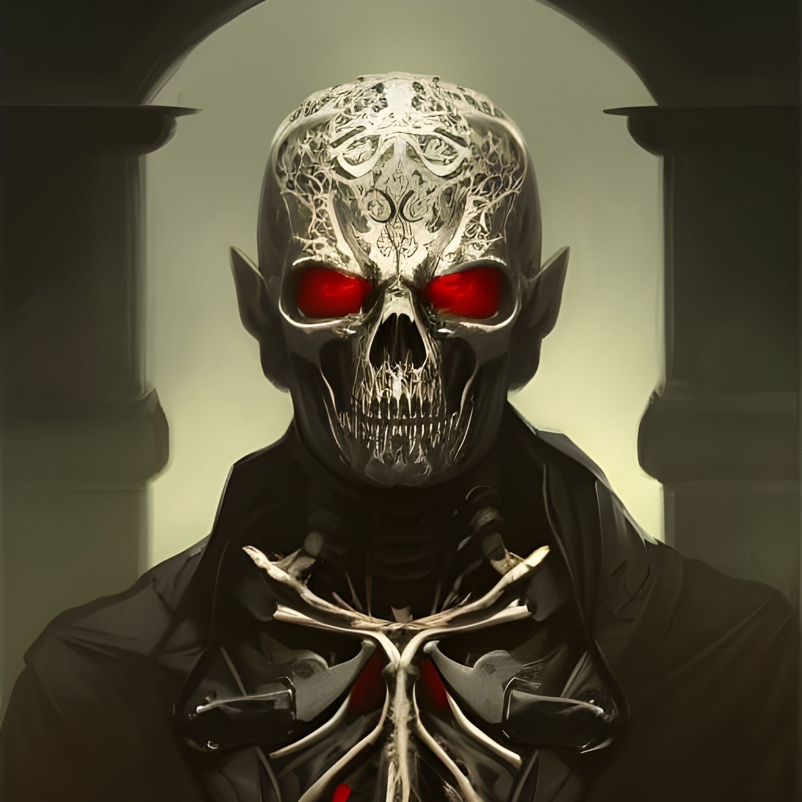 Skeletal Vampire Knight Portrait in Striking Detail