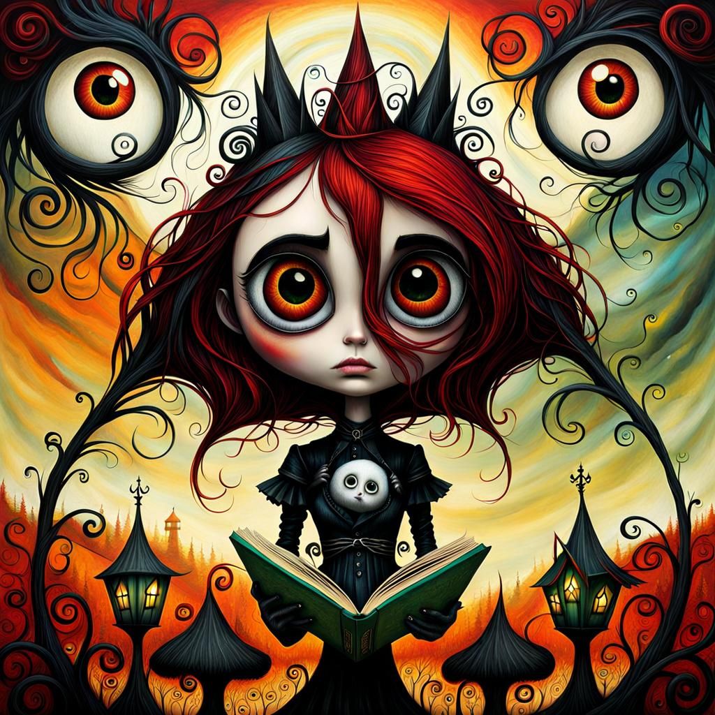 Gothic Punk Girl Reading: A Digital Fairytale