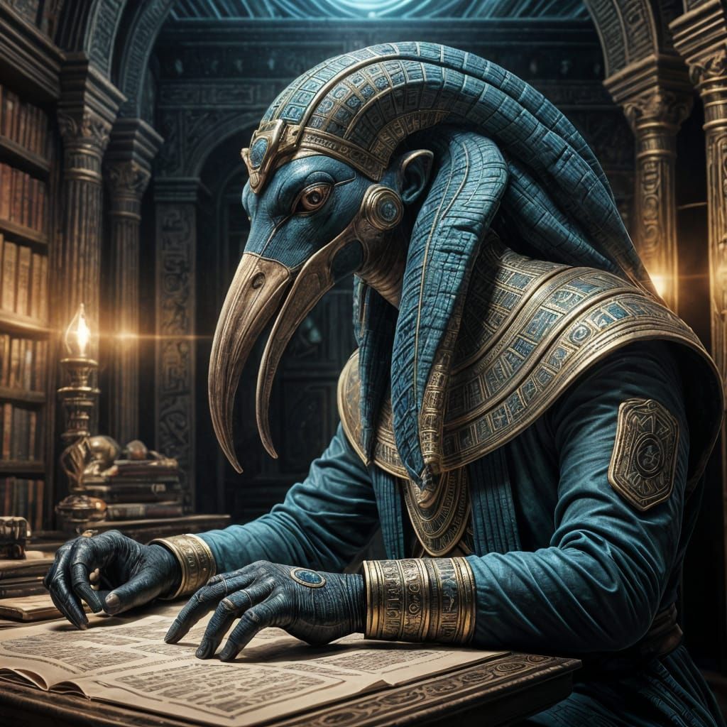 Thoth Studies Ancient Scrolls in Cosmic Library