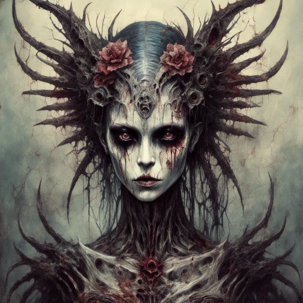 Eerie Zombie Portrait in Ukiyo-e Style