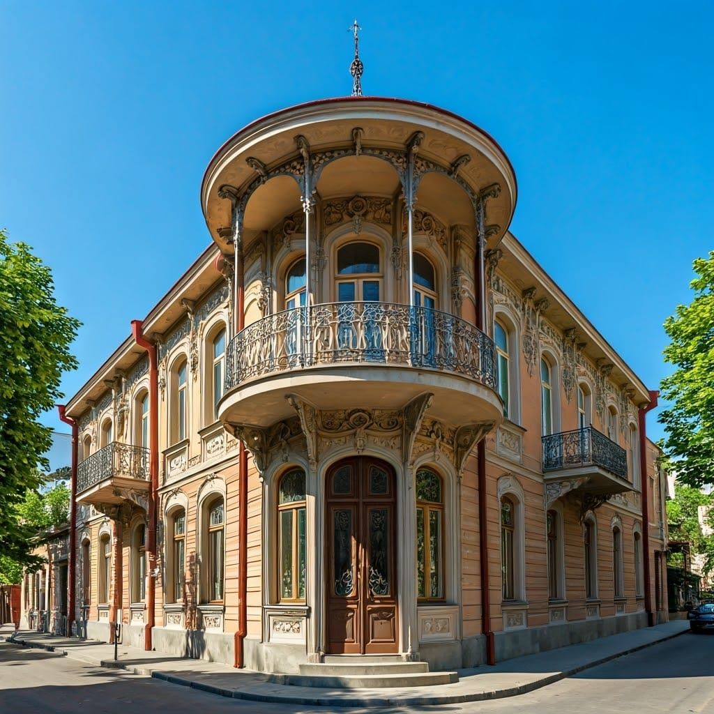 Art Nouveau House in Tbilisi with Floral Motifs