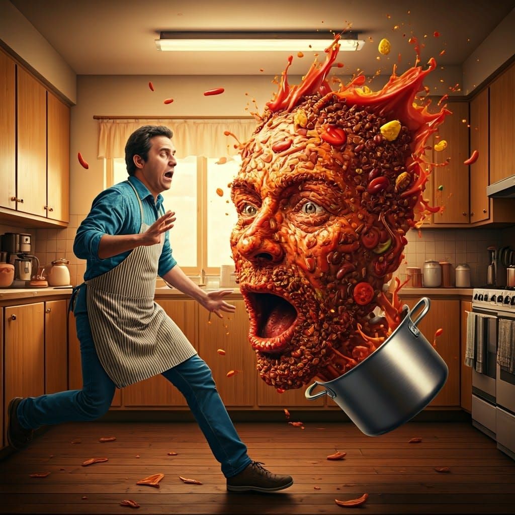 Retro Kitchen Chaos in 1980s Style