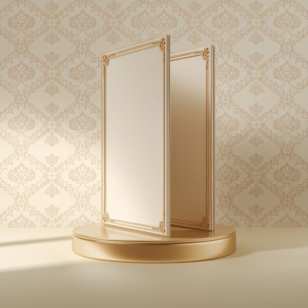 Elegant 3D Wedding Invitation with Golden Baroque Frame