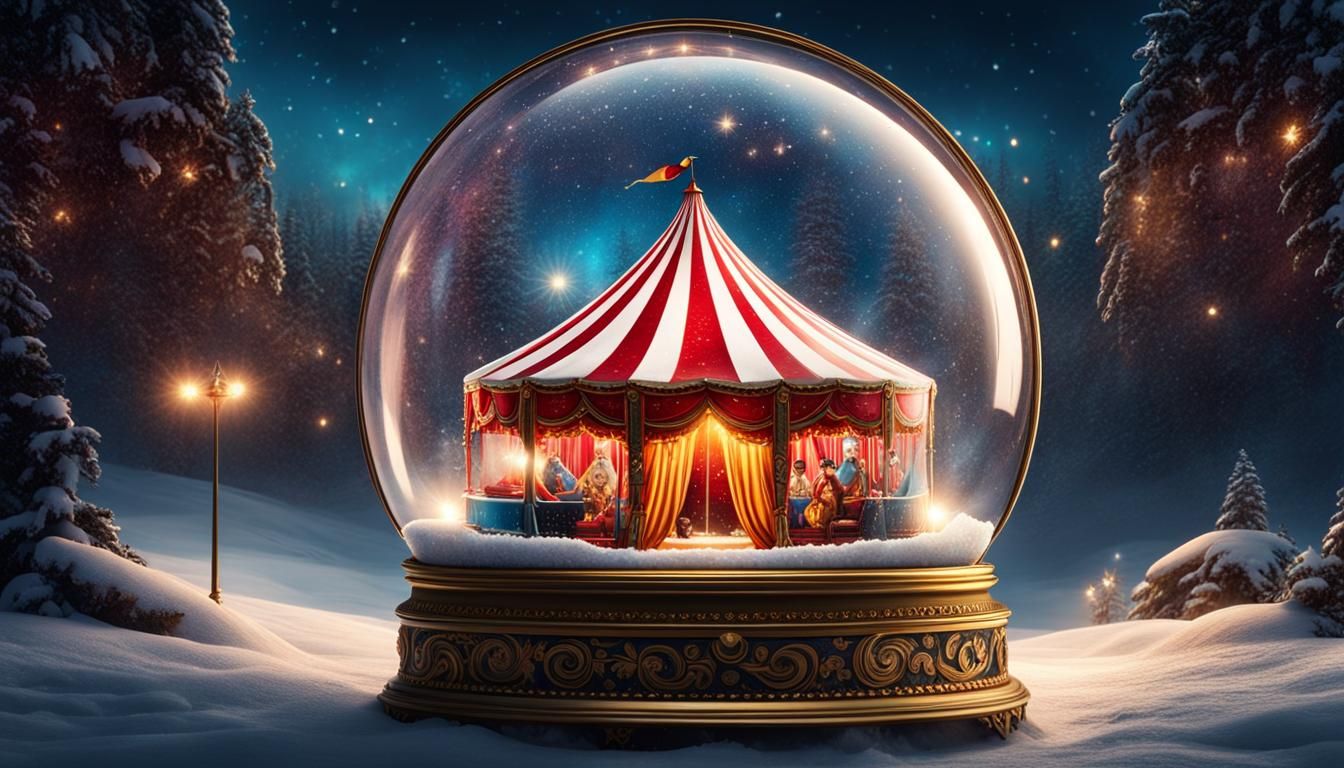 Colorful Circus Tent Inside Snow Globe