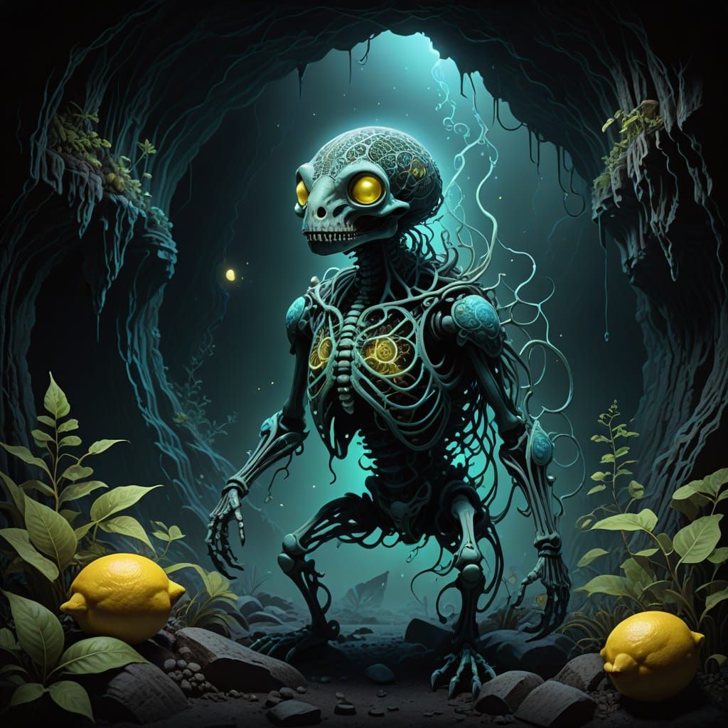 Mystical Bioluminescent Mole in Dreamlike Cavern