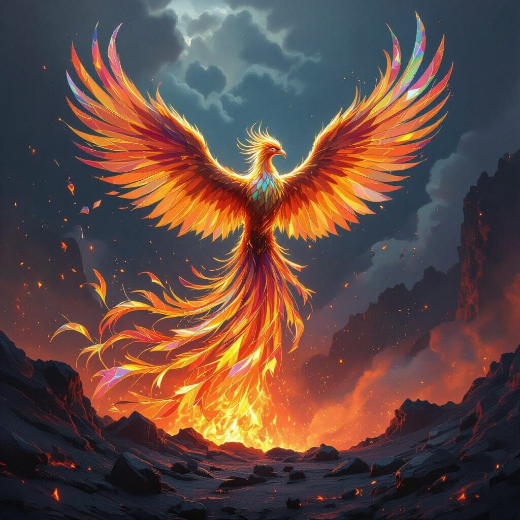 Phoenix of Glass Erupts from Fiery Volcano