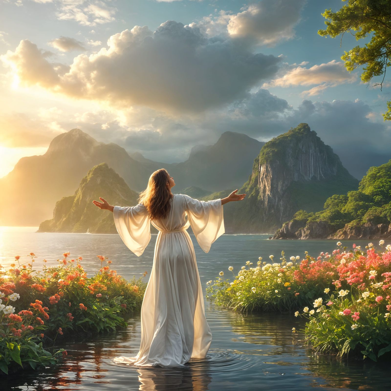 Island Paradise Digital Matte Painting in Sunlight