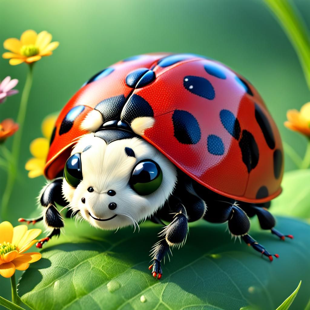 Cute Ladybug with Fire and Fireworks