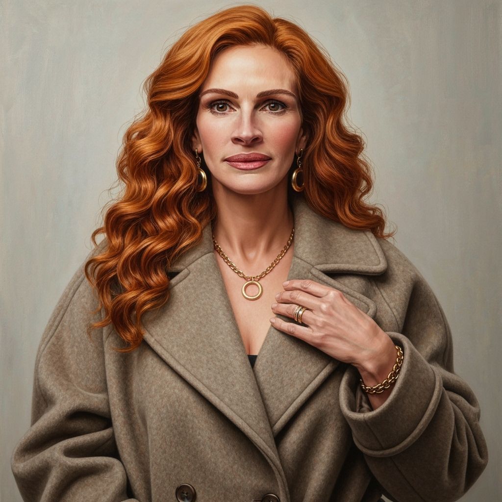 Julia Roberts Portrait in Impressionist Gouache Style