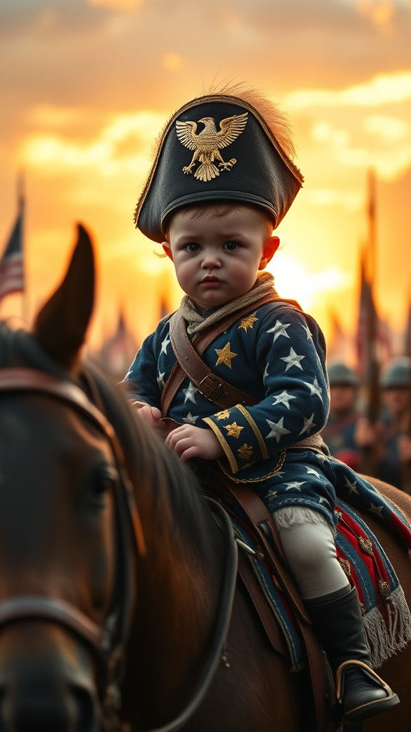 American Patriot Baby Warrior on Horseback