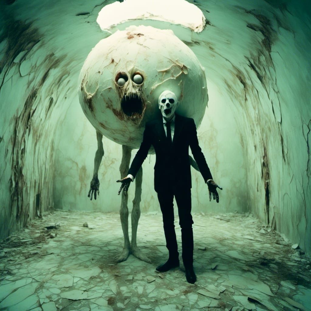 Macabre Mozzarella Man on White Planet